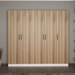 Minar Kale 210 Cm 5 Kapaklı 3B Raf Portmanto Beyaz Dore