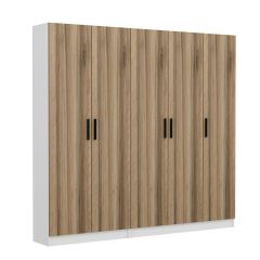 Minar Kale 210 Cm 5 Kapaklı 3B Raf Portmanto Beyaz Dore