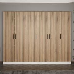 Minar Kale 210 Cm 6 Kapaklı 4B Raf Portmanto Beyaz Dore