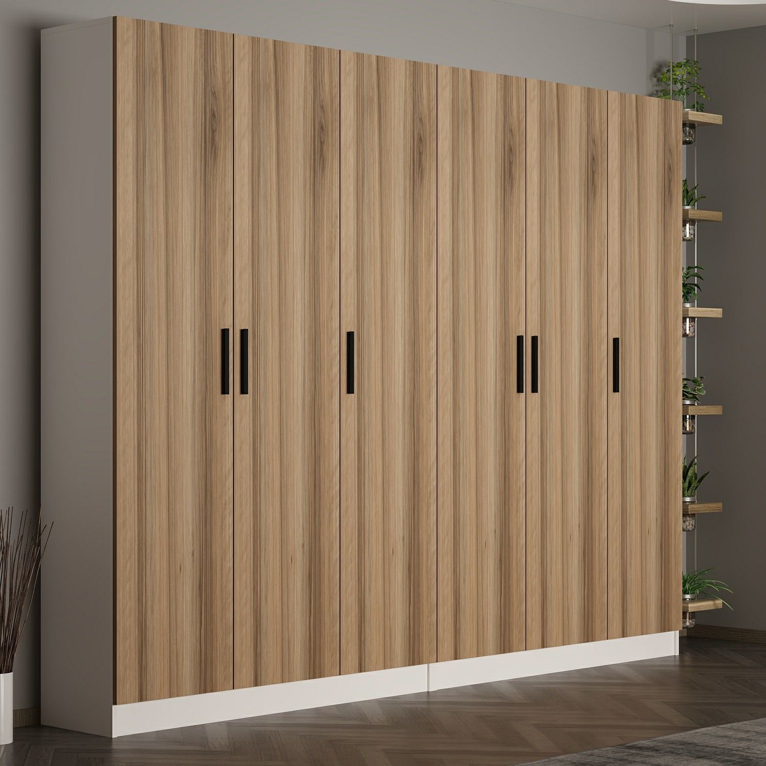 Minar Kale 210 Cm 6 Kapaklı 2B Raf Portmanto Beyaz Dore