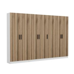 Minar Kale 210 Cm 7 Kapaklı 5B Raf Portmanto Beyaz Dore