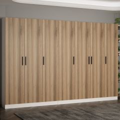 Minar Kale 210 Cm 7 Kapaklı 3B Raf Portmanto Beyaz Dore