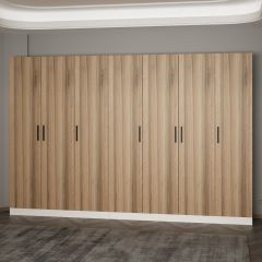 Minar Kale 210 Cm 7 Kapaklı 3B Raf Portmanto Beyaz Dore