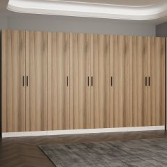 Minar Kale 210 Cm 8 Kapaklı 6B Raf Portmanto Beyaz Dore