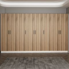 Minar Kale 210 Cm 8 Kapaklı 6B Raf Portmanto Beyaz Dore