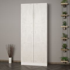 Minar Kale 210 Cm 2 Kapaklı 2B Raf Portmanto Beyaz Eskitme Beyaz