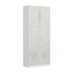 Minar Kale 210 Cm 2 Kapaklı 2B Raf Portmanto Beyaz Eskitme Beyaz