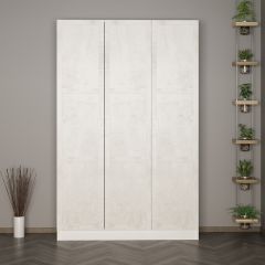 Minar Kale 210 Cm 3 Kapaklı 1B Raf Portmanto Beyaz Eskitme Beyaz