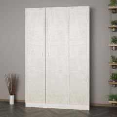 Minar Kale 210 Cm 3 Kapaklı 1B Raf Portmanto Beyaz Eskitme Beyaz