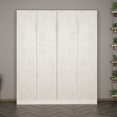 Minar Kale 210 Cm 4 Kapaklı 2B Raf Portmanto Beyaz Eskitme Beyaz