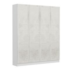 Minar Kale 210 Cm 4 Kapaklı 2B Raf Portmanto Beyaz Eskitme Beyaz