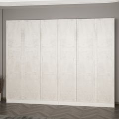 Minar Kale 210 Cm 6 Kapaklı 2B Raf Portmanto Beyaz Eskitme Beyaz