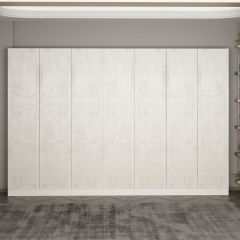 Minar Kale 210 Cm 7 Kapaklı 3B Raf Portmanto Beyaz Eskitme Beyaz