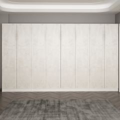 Minar Kale 210 Cm 8 Kapaklı 6B Raf Portmanto Beyaz Eskitme Beyaz