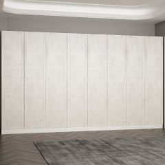 Minar Kale 210 Cm 8 Kapaklı 4B Raf Portmanto Beyaz Eskitme Beyaz