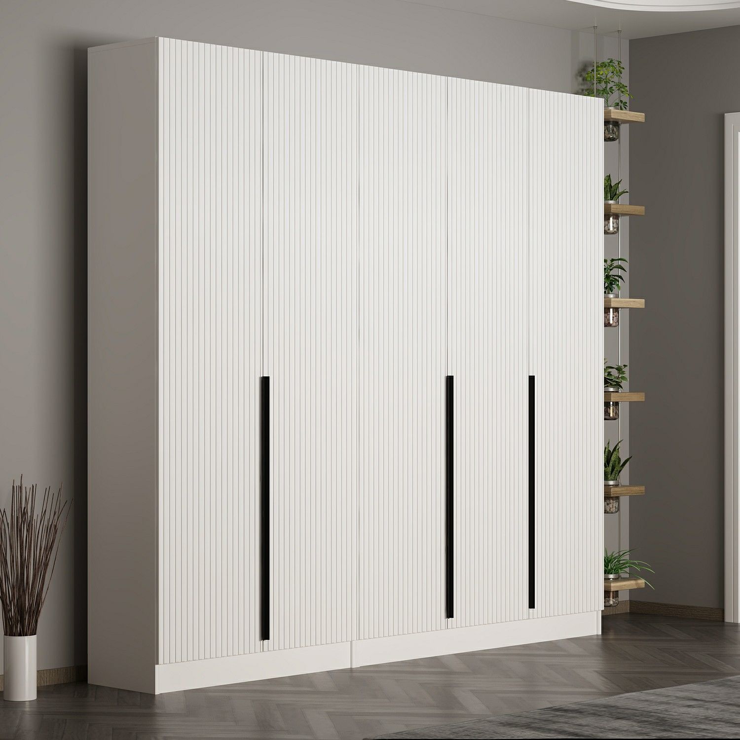 Minar Kale 210 Cm 5 Kapaklı 3B Raf Portmanto Byz Mbr Çizgili Byz