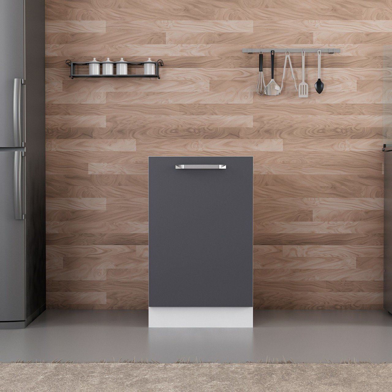 Minar Mutfak Alt Modül 1K1R 50Cm Dolap Beyaz/Antrasit - A1