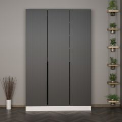 Minar Kale 210 Cm 3 Kapaklı 1B Raf Portmanto Byz Mbr Çizgili Ant