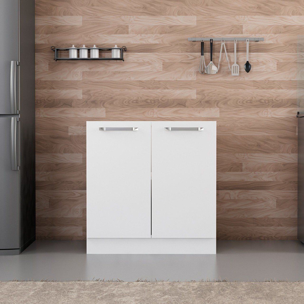 Minar Mutfak Alt Modül 2K1R 80Cm Dolap Beyaz - B1