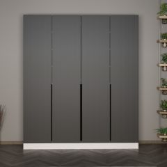 Minar Kale 210 Cm 4 Kapaklı 2B Raf Portmanto Byz Mbr Çizgili Ant