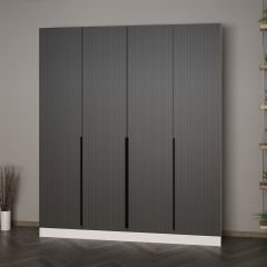 Minar Kale 210 Cm 4 Kapaklı 2B Raf Portmanto Byz Mbr Çizgili Ant