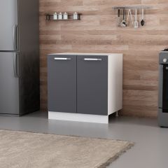 Minar Mutfak Alt Modül 2K1R 80Cm Dolap Beyaz/Antrasit - A1