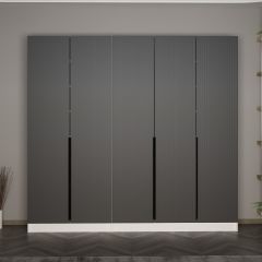 Minar Kale 210 Cm 5 Kapaklı 3B Raf Portmanto Byz Mbr Çizgili Ant