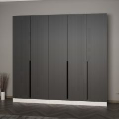 Minar Kale 210 Cm 5 Kapaklı 3B Raf Portmanto Byz Mbr Çizgili Ant