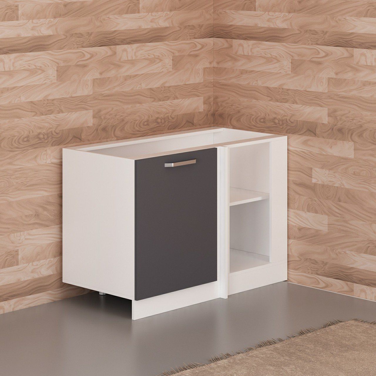 Minar Mutfak Alt Modül 1K1R 120Cm Köşe Dolap Beyaz/Antrasit - A1