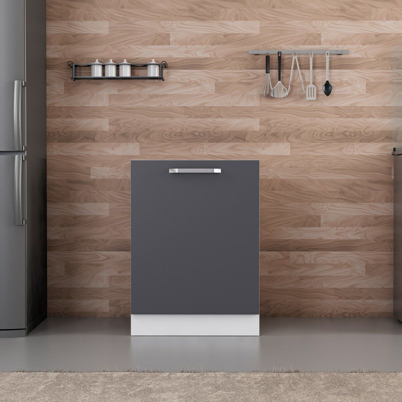 Minar Mutfak Alt Modül 1K 60Cm Evye Dolap Beyaz/Antrasit - A1