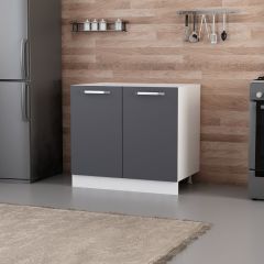 Minar Mutfak Alt Modül 2K 90Cm Evye Dolap Beyaz/Antrasit - A1
