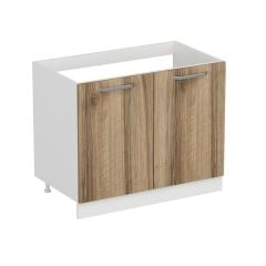 Minar Mutfak Alt Modül 2K 100Cm Evye Dolap Beyaz/Dore - D1