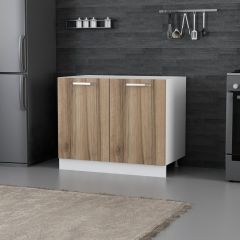 Minar Mutfak Alt Modül 2K 100Cm Evye Dolap Beyaz/Dore - D1