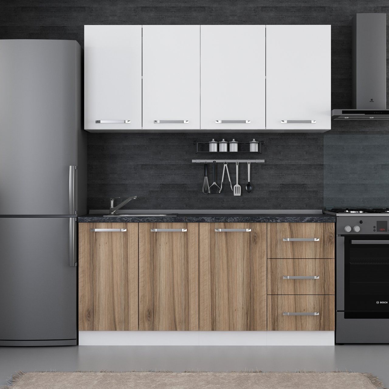 Minar 170 Cm Mutfak Dolabı Beyaz Dore 170-D2