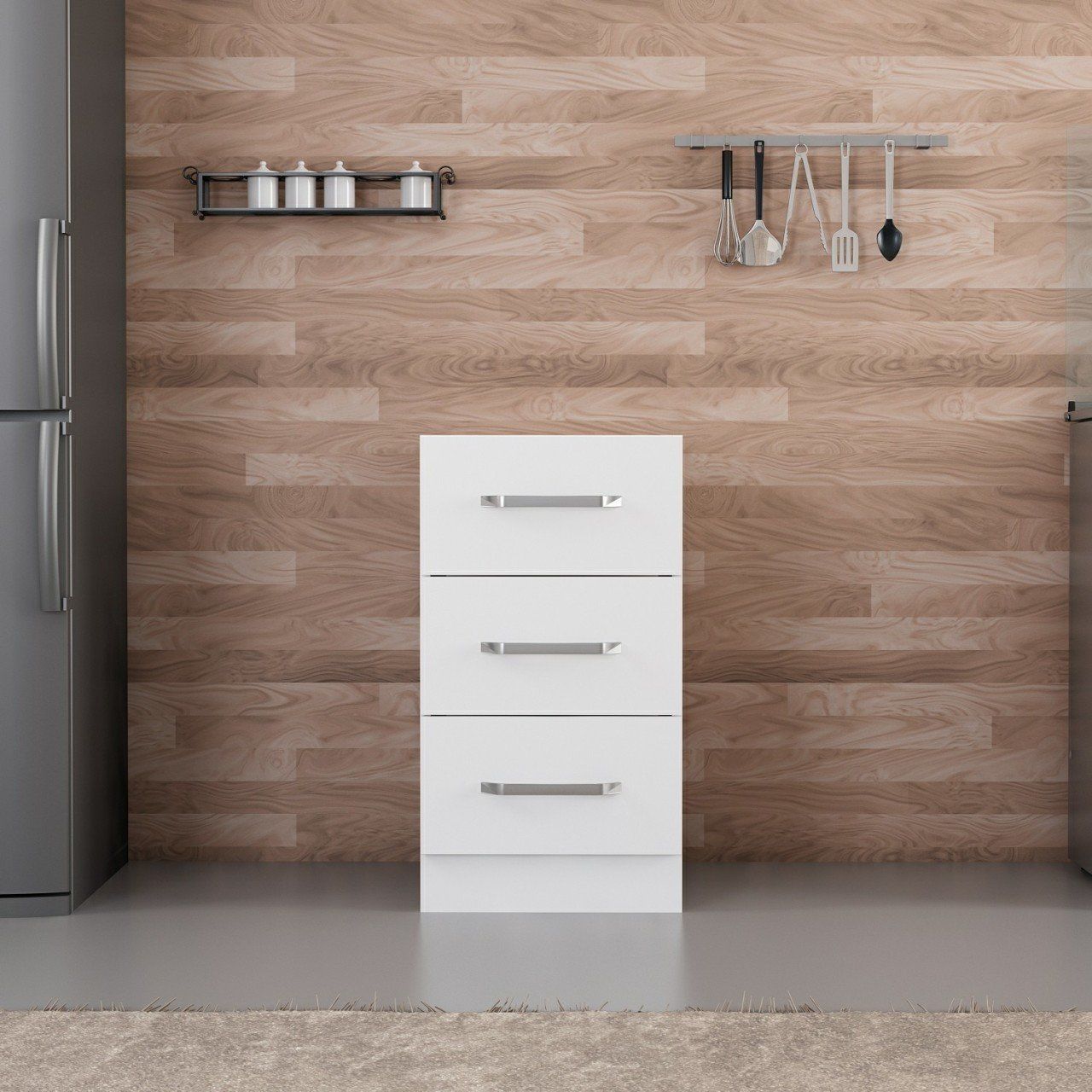 Minar Mutfak Alt Modül 3Ç Nray 45Cm Dolap Beyaz - B1