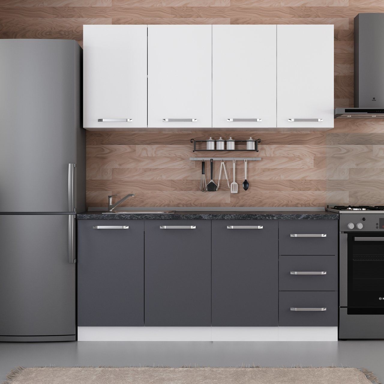 Minar 175 Cm Mutfak Dolabı Beyaz Antrasit 175-A1