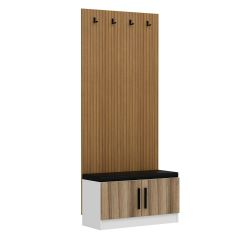 Minar Kale Dekor Panel Ayakkabılık Minderli Beyaz Dore