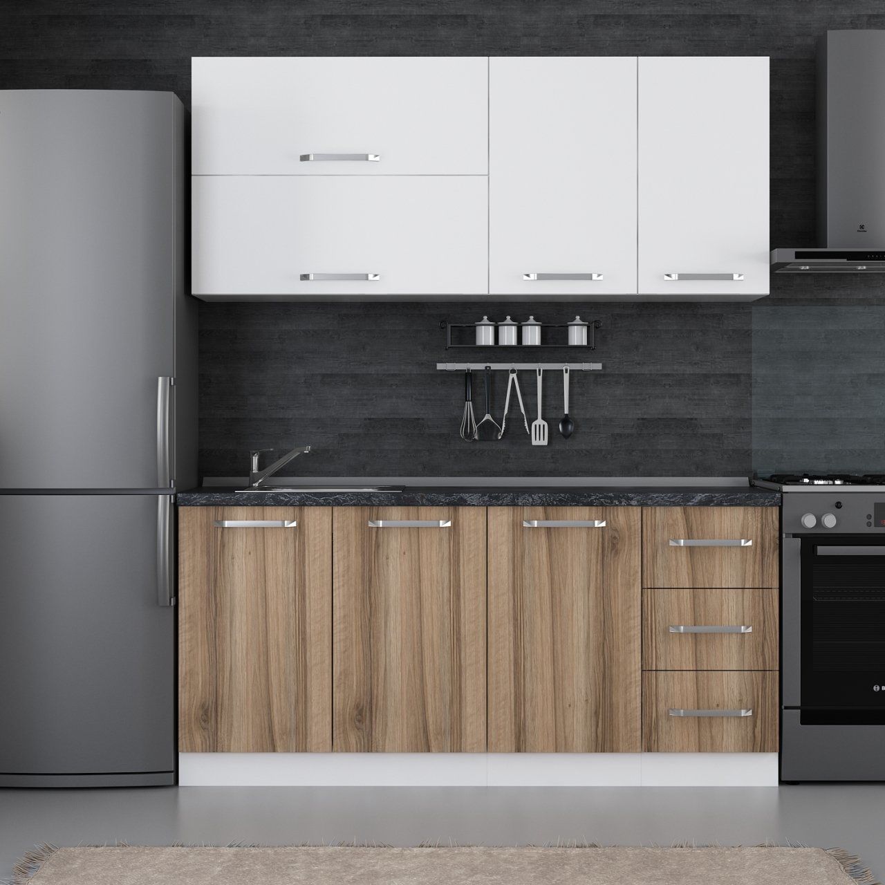 Minar 175 Cm Mutfak Dolabı Beyaz Dore 175-D2