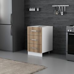 Minar Mutfak Alt Modül 3Ç Nray 50Cm Dolap Beyaz/Dore - D1