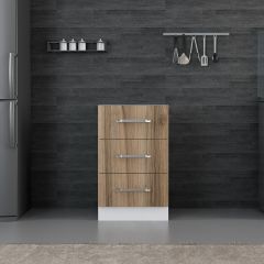 Minar Mutfak Alt Modül 3Ç Nray 50Cm Dolap Beyaz/Dore - D1