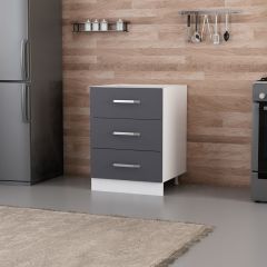 Minar Mutfak Alt Modül 3Ç Nray 60Cm Dolap Beyaz/Antrasit - A1