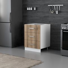 Minar Mutfak Alt Modül 3Ç Nray 60Cm Dolap Beyaz/Dore - D1