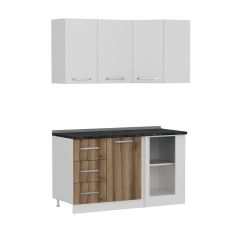 Minar 145Cm Köşe Mutfak Dolabı - Beyaz/Dore K145-D2