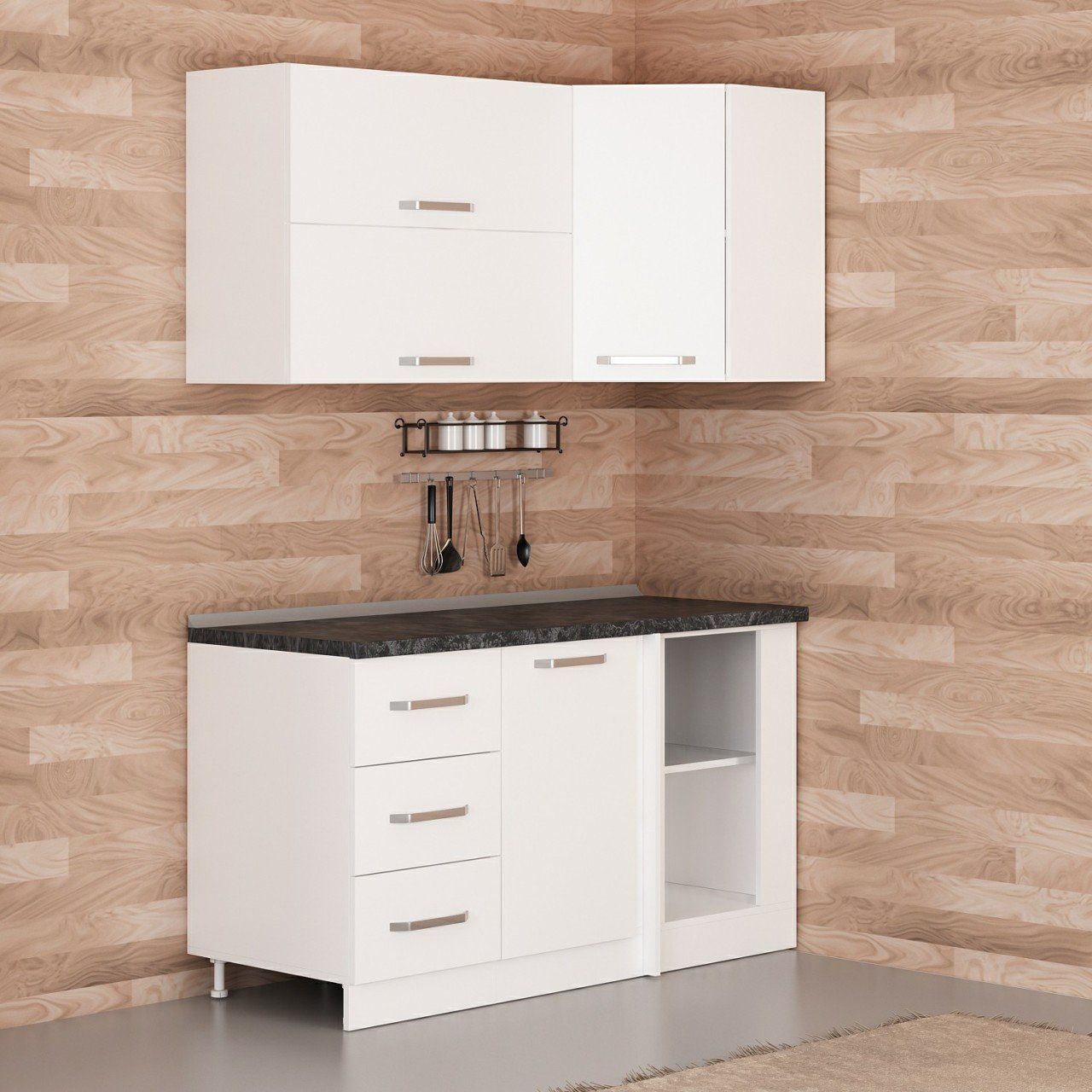 Minar 150Cm Köşe Mutfak Dolabı - Beyaz K150-B4