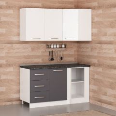 Minar 150Cm Köşe Mutfak Dolabı - Beyaz/Antrasit K150-A3