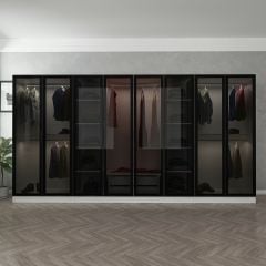 Minar Kale 8 Cam Kapaklı 2 Çekmeceli Dolap - Beyaz/Siyah