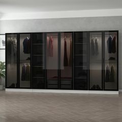 Minar Kale 8 Cam Kapaklı 2 Çekmeceli Dolap - Beyaz/Siyah