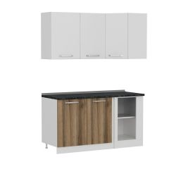 Minar 155Cm Köşe Mutfak Dolabı - Beyaz/Dore K155-D1