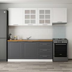 MİNAR 240 CM MEBRAN C MUTFAK DOLABI BEYAZ ANTRASİT 240-MCBA2