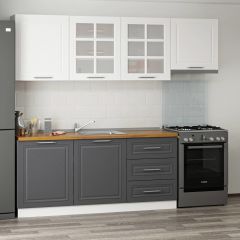 MİNAR 240 CM MEBRAN C MUTFAK DOLABI BEYAZ ANTRASİT 240-MCBA2